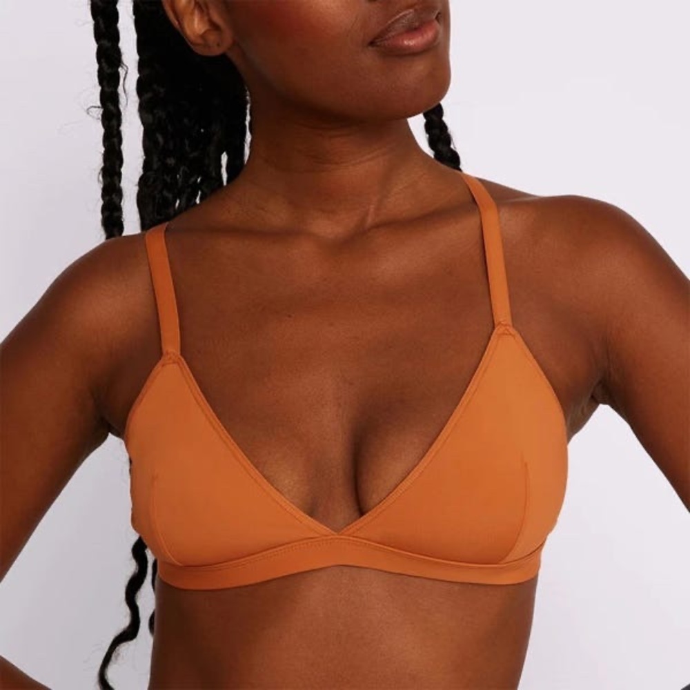 Parade Triangle mesh back bralette in rust orange